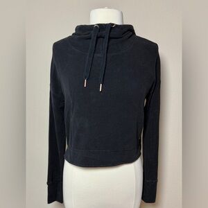 Sweaty Betty, XS Black Cropped Hoodie, Made in Italy